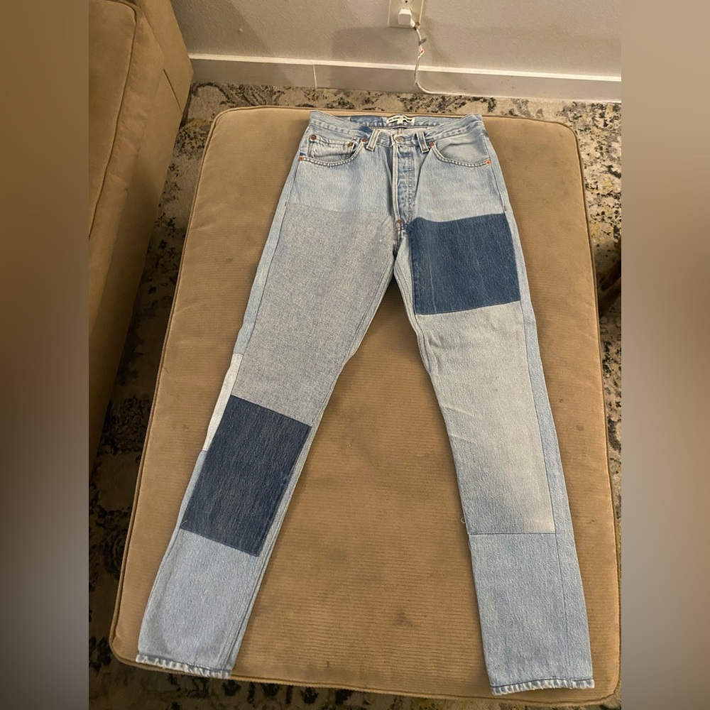 Levi's Women's Patchwork Jeans - Light Blue and Dark Blue